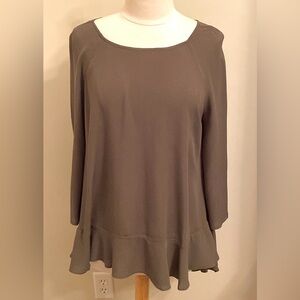 A.N.A. Olive Green M Earthy Cottagecore Boho Chic Indie Romantic Ruffle Hem Top
